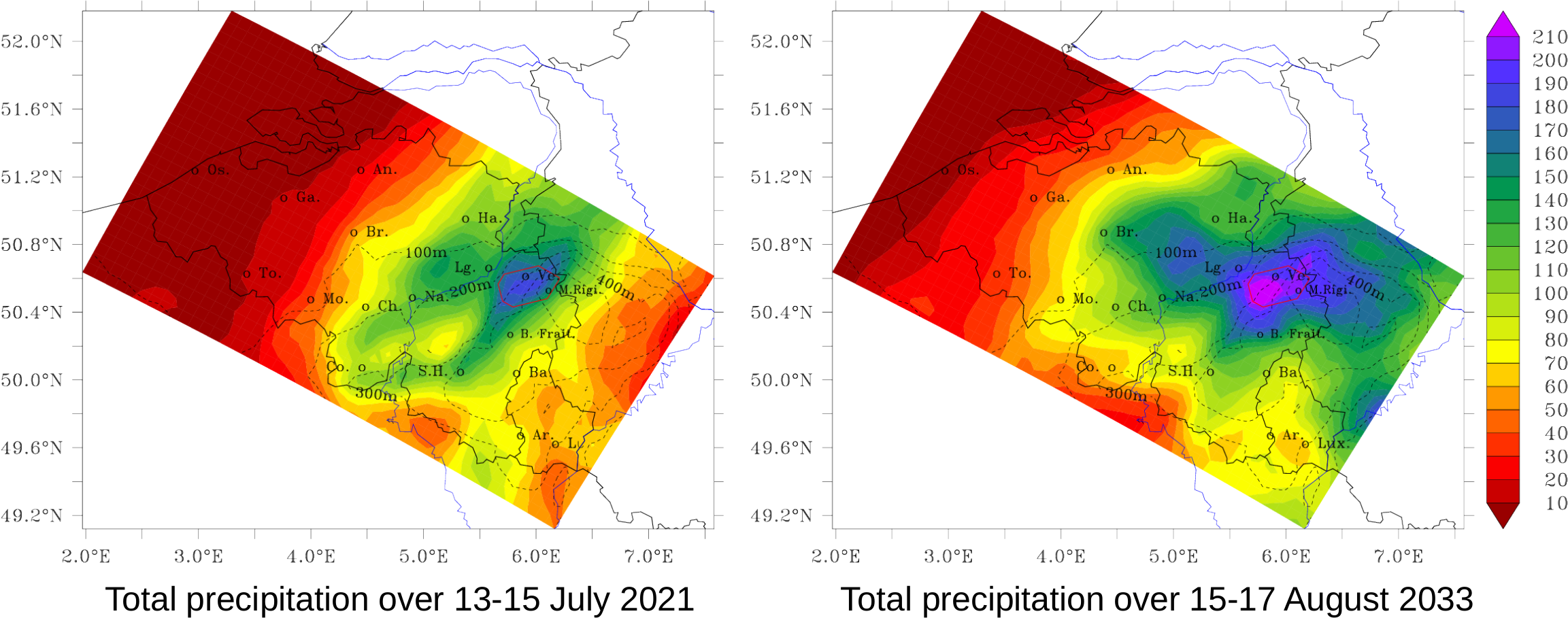 Simulation of the flooding events