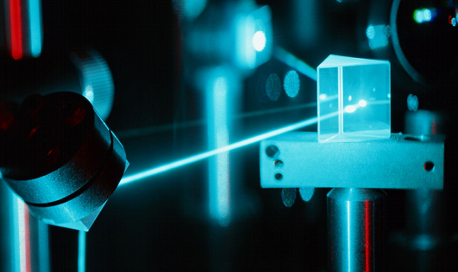 Image of a laser on a prism