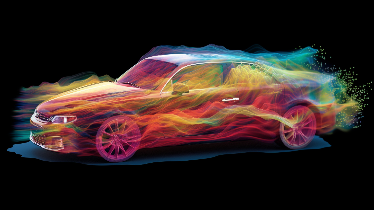 A schematic view of wind over a car