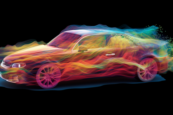 A schematic view of wind over a car